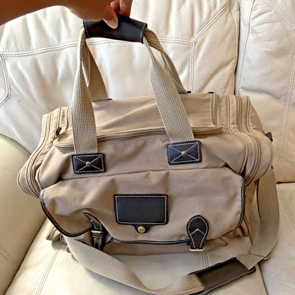 Vintage Ford Eddie Bauer Canvas Duffle Bag Military Tan Made in USA